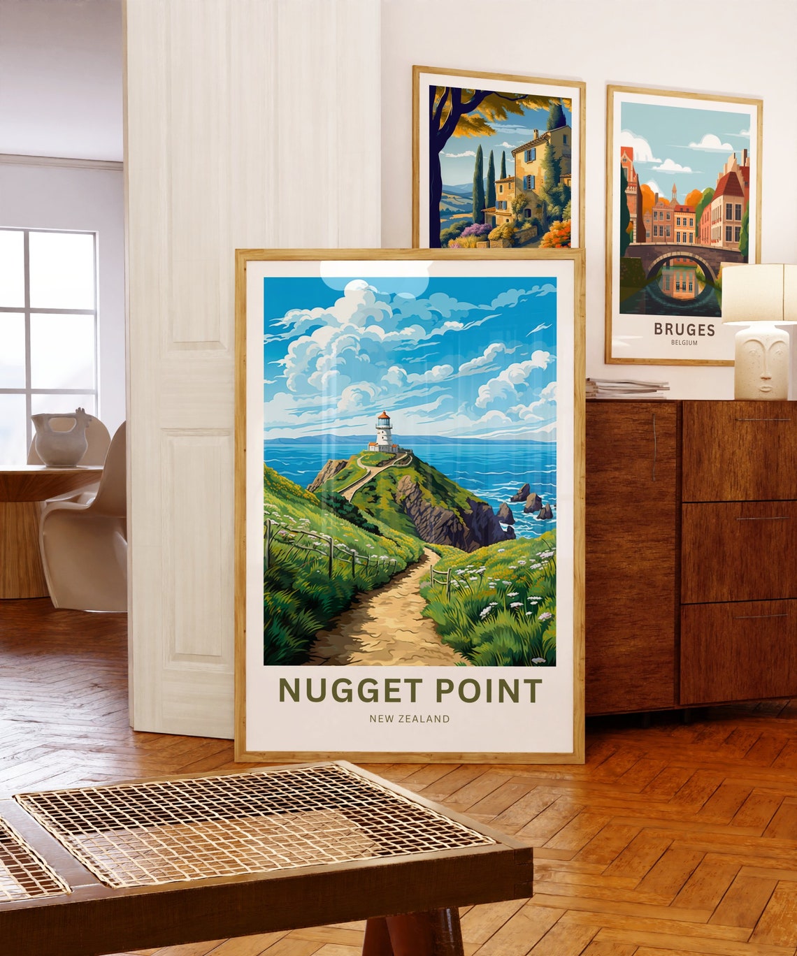Nugget Point New Zealand Cliff Lighthouse Personalized Travel Poster - Image 5