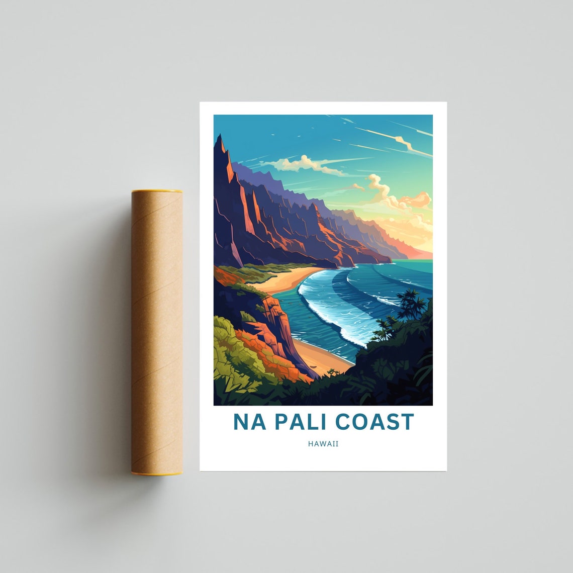 Na Pali Coast Hawaii Sea Cliffs Cove Turquoise Waves Travel Poster - Image 4