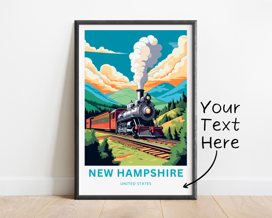 New Hampshire Personalized Steam Train Mountain United States Poster