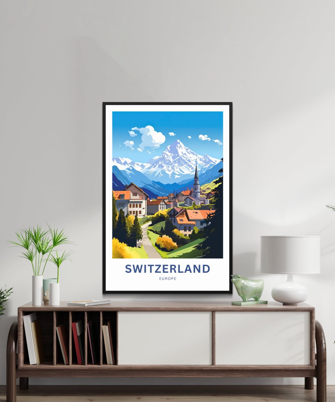Personalized Switzerland Europe Alpine Village Peak Travel Poster - Image 3