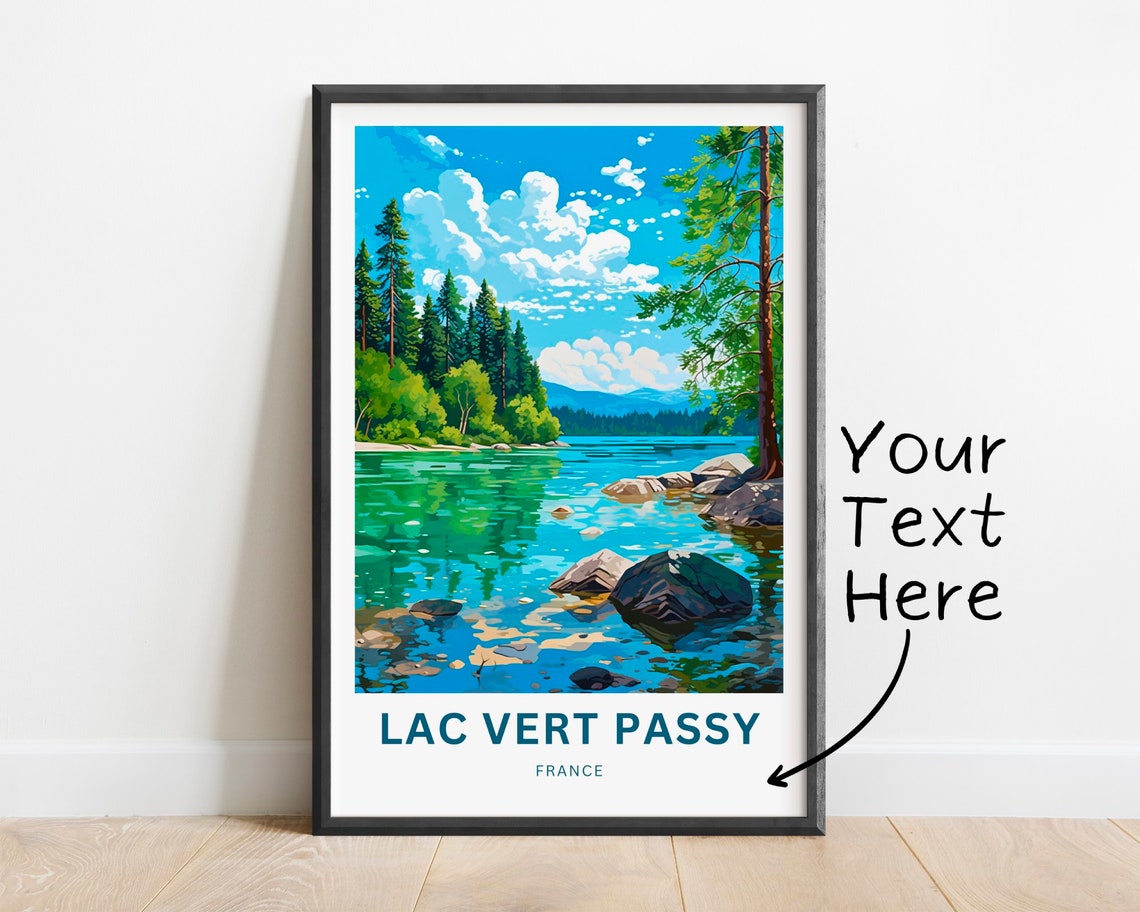 Lac Vert Passy Personalized Turquoise Lake Pine Scene Custom Poster