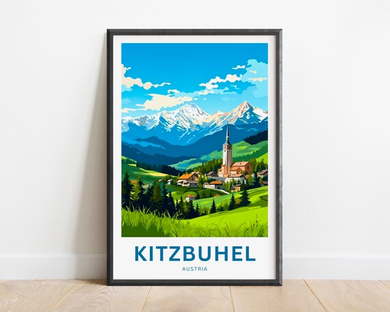 Kitzbuhel Travel Poster, Austria Wall Art Print