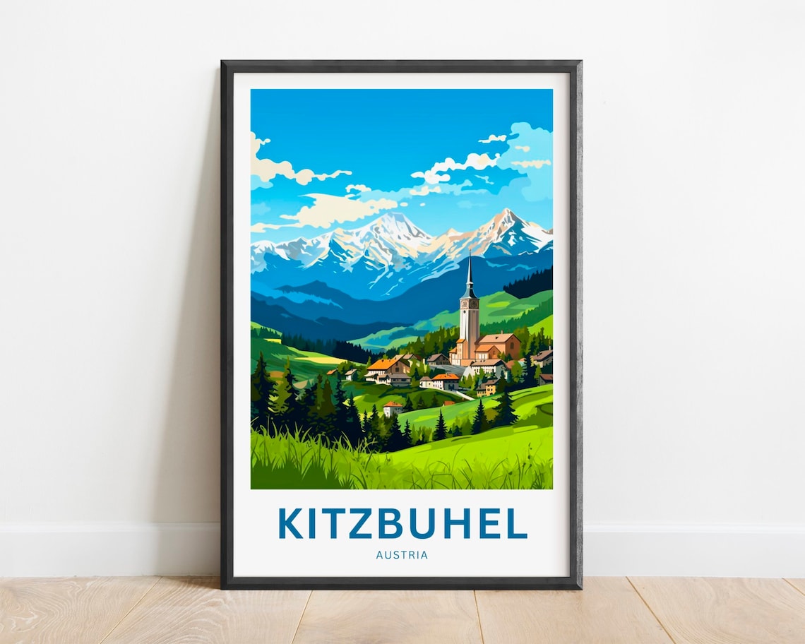 Kitzbuhel Travel Poster, Austria Wall Art Print