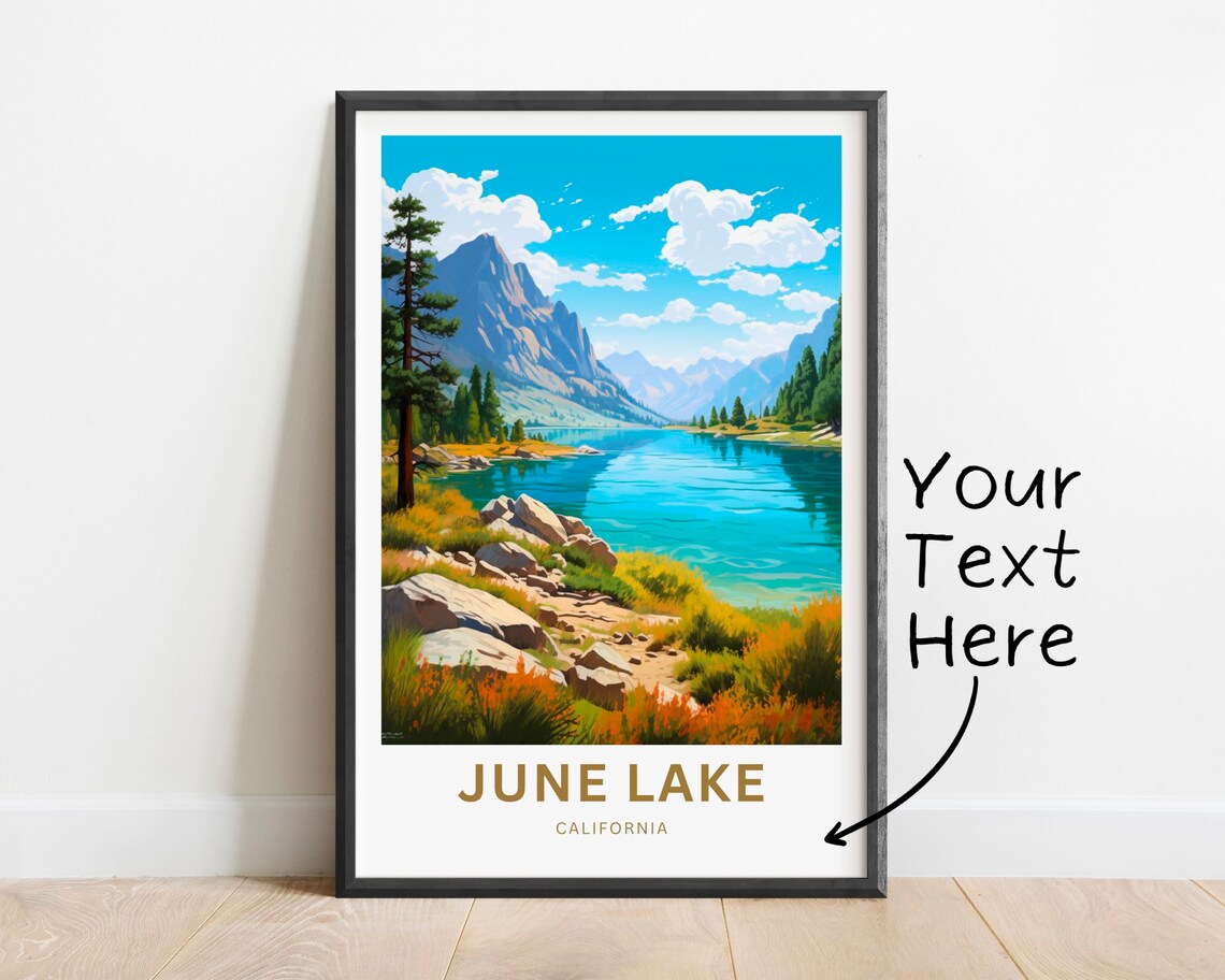 June Lake California Golden Lakeside Pine Peaks Personalized Poster