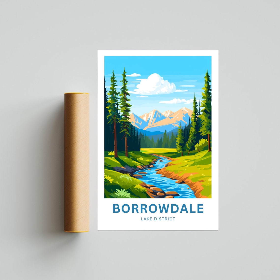 Borrowdale Lake District Pine Stream Personalized Gift Poster - Image 4