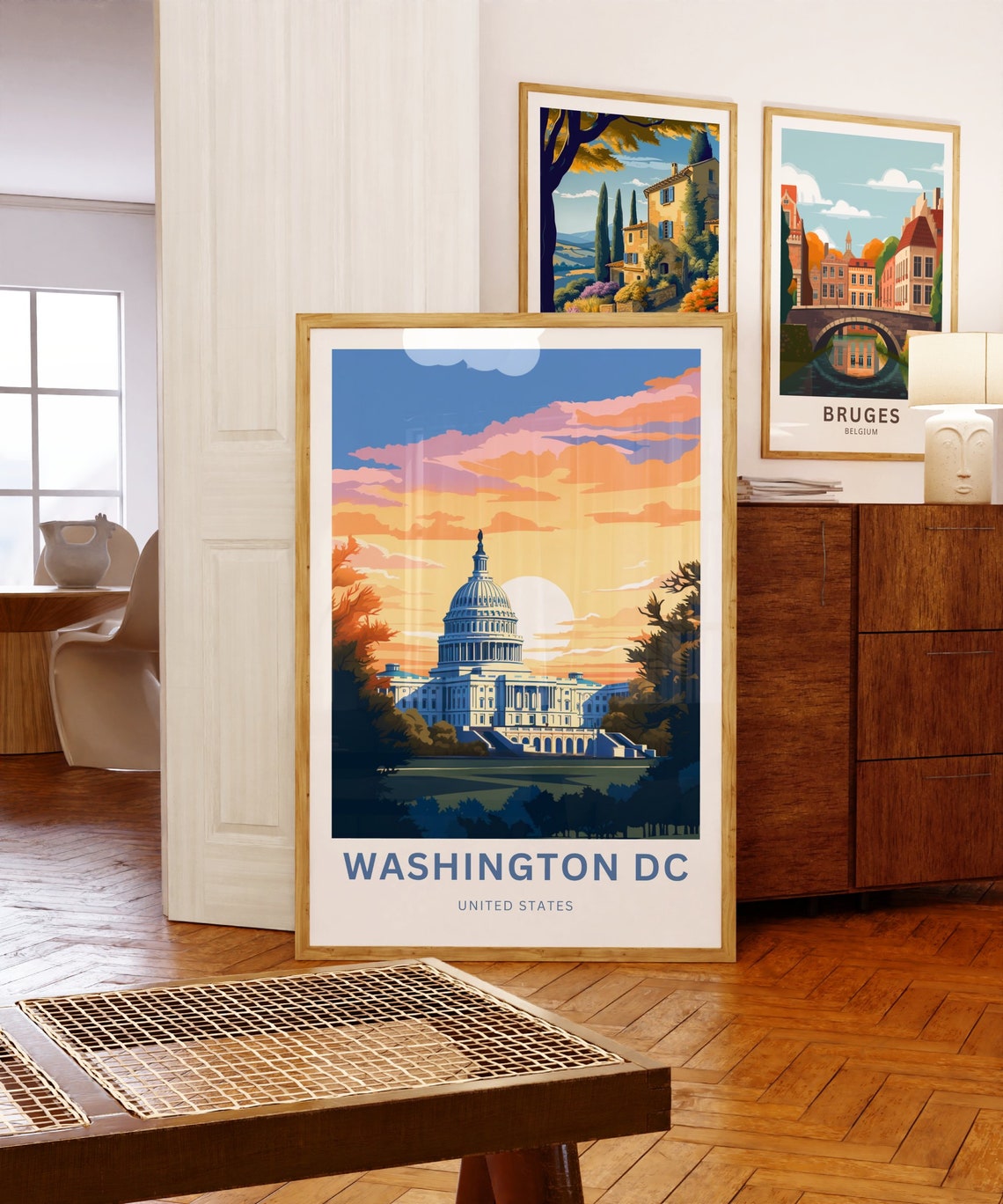 Washington DC US Capitol Building Sunset Skyline Travel Poster - Image 5