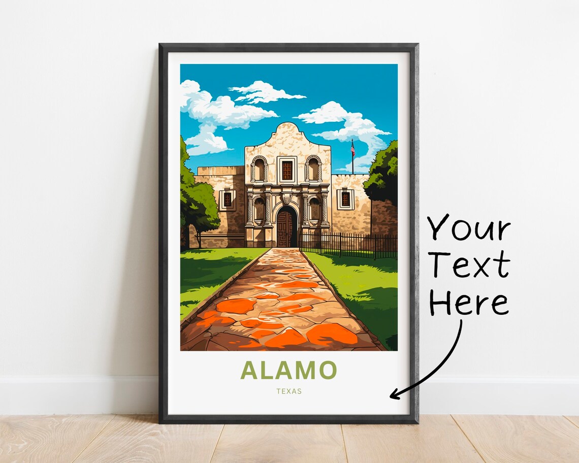 Alamo Mission Front Facade Texas Historic San Antonio Travel Poster