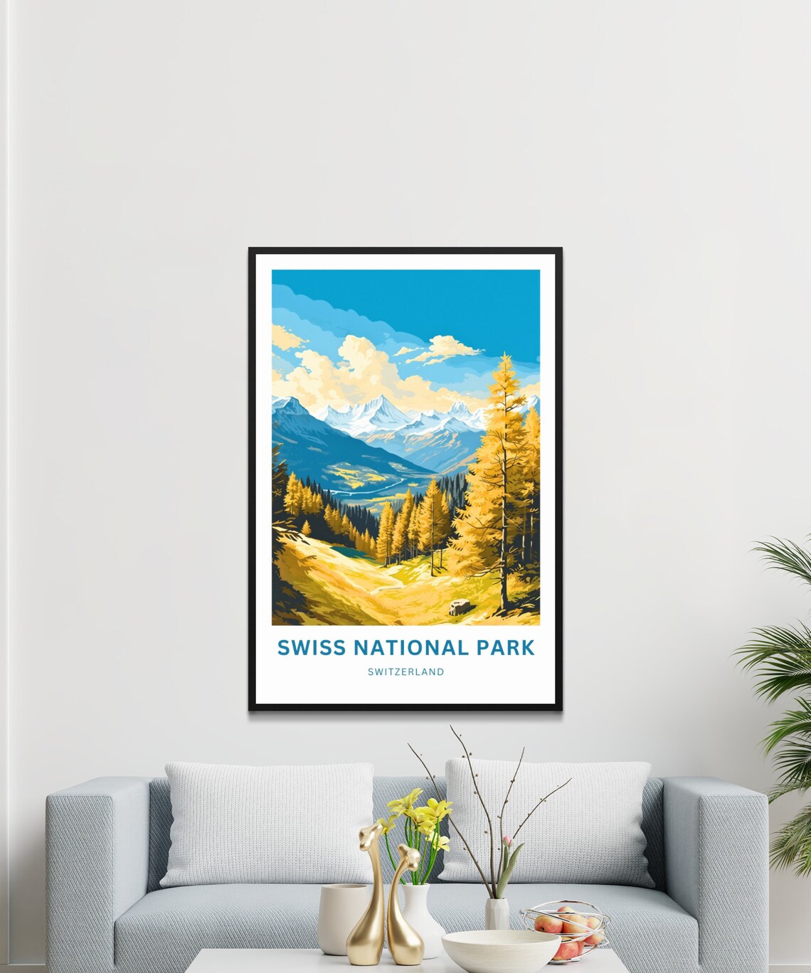 Swiss National Park Golden Larch Valley Snowcapped Peaks Poster - Image 3