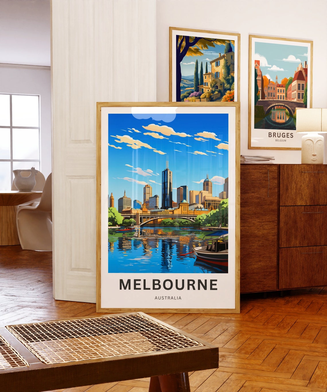 Melbourne Australia City Skyline River Personalized Text Poster - Image 5