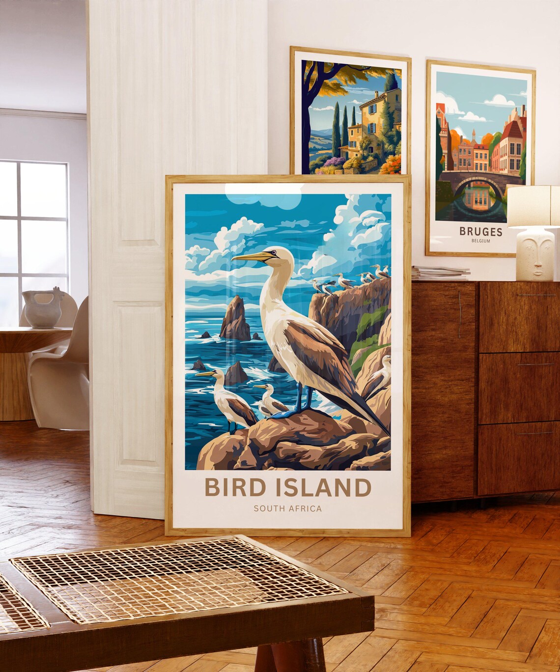 Bird Island South Africa Gannets Perched on Rocky Coast Poster - Image 5