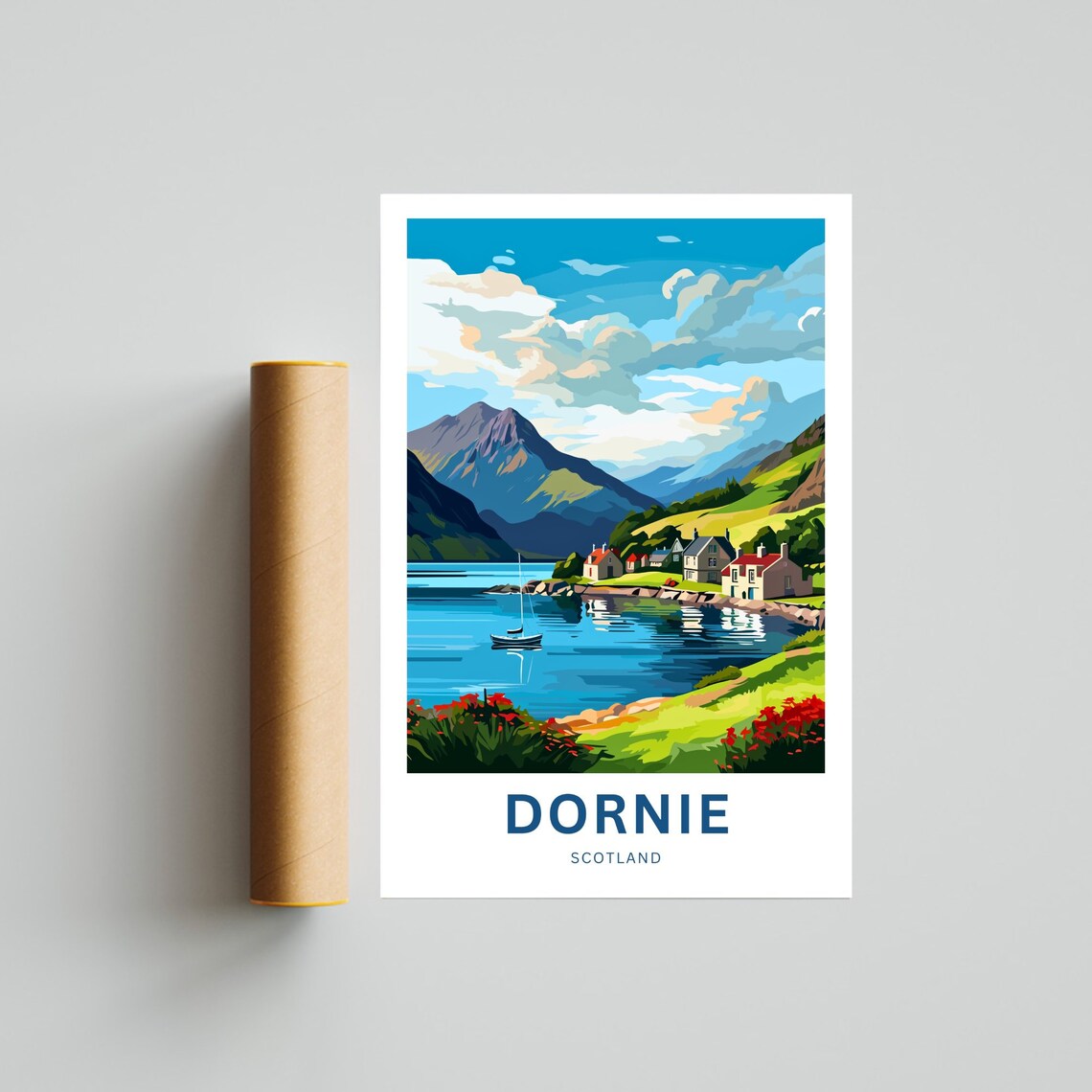 Personalized Dornie Scotland Highland Village by the Loch Poster - Image 4
