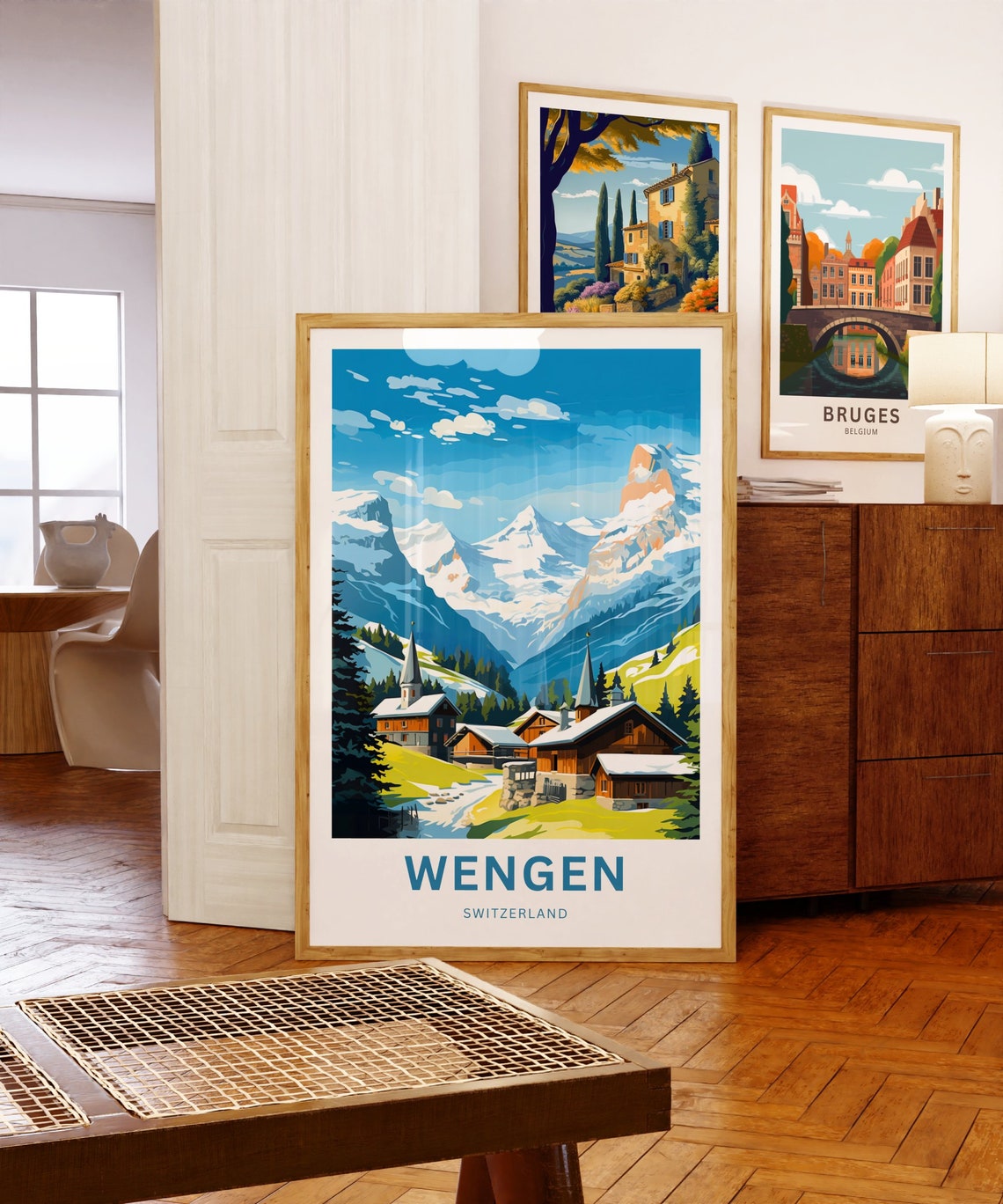 Wengen Switzerland Personalized Summer Alpine Village Travel Poster - Image 5