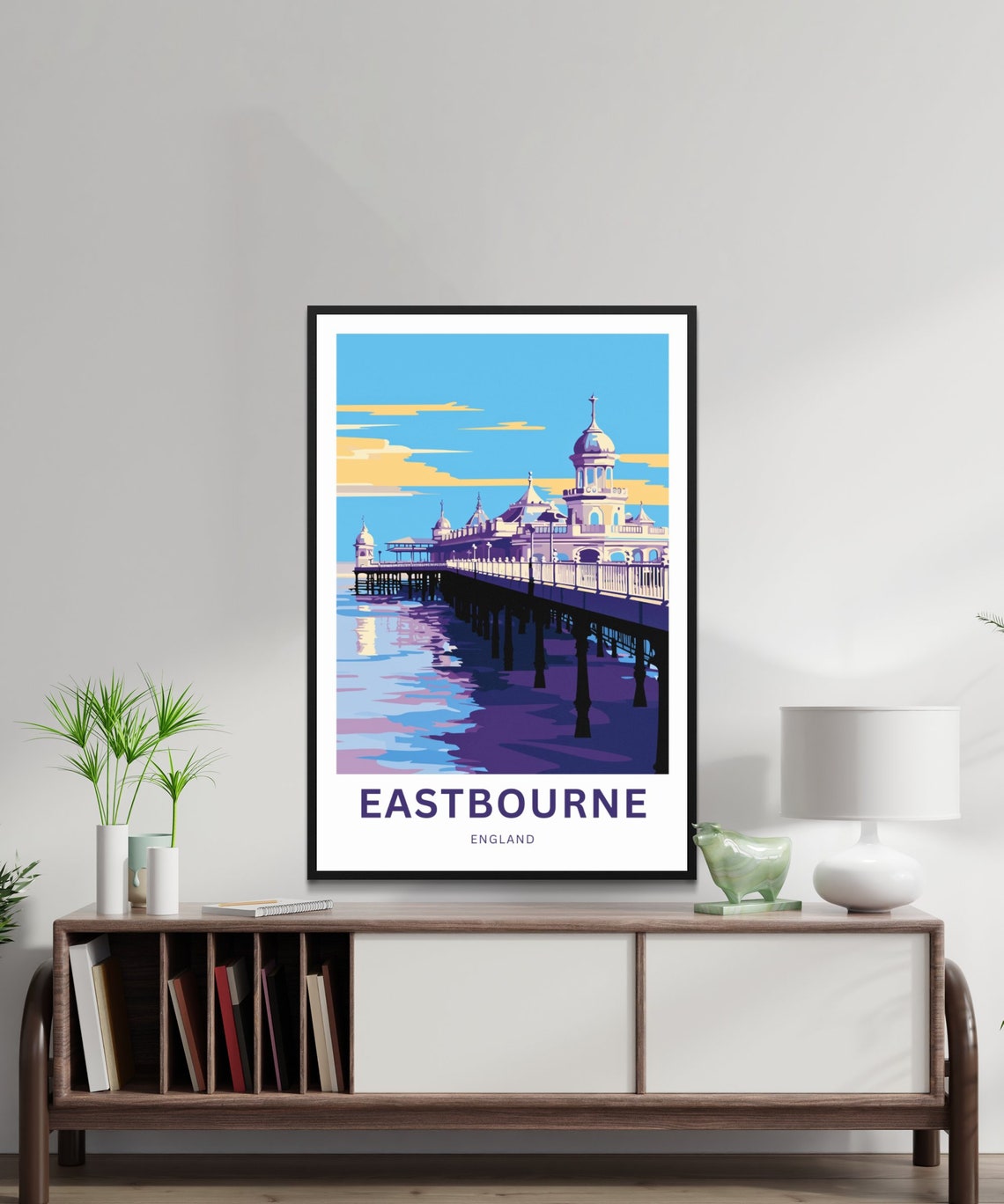 Eastbourne England Historic Pier Sunset Seaside Art Travel Poster - Image 2