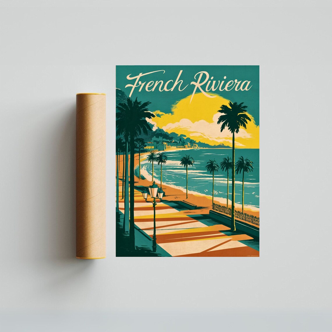 French Riviera Vintage Travel Poster French Riviera Print France Wall Art Framed Present Gift France Present - Image 3
