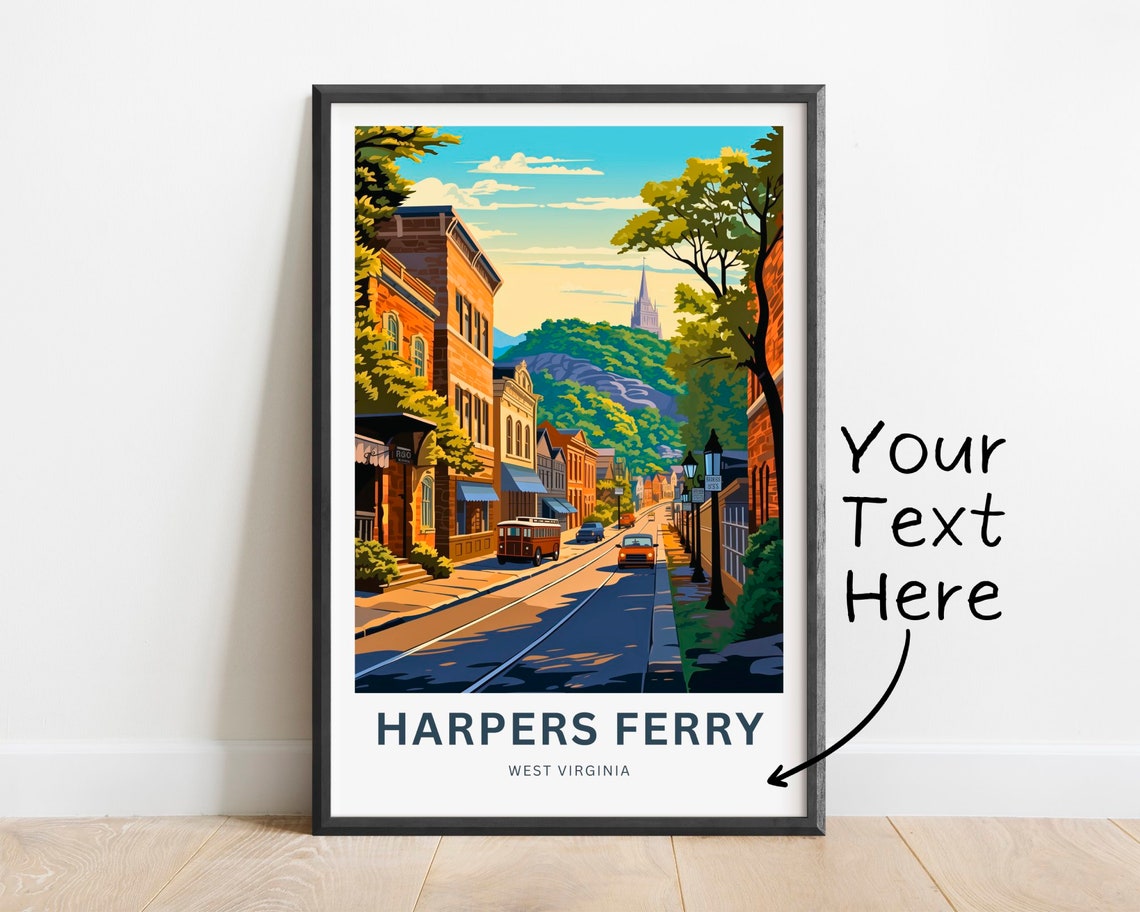Harpers Ferry Personalized Sunset Main Street Scene Travel Poster