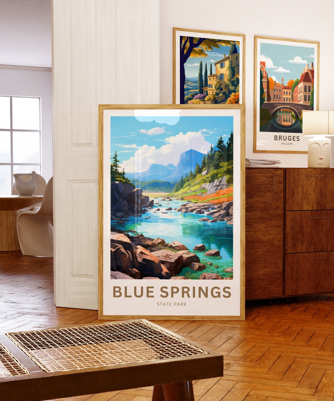 Blue Springs Personalized Travel Poster River Gorge Custom Text Art - Image 5