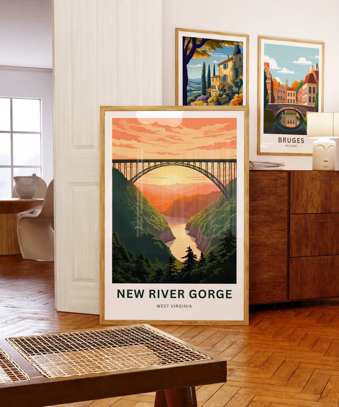 New River Gorge West Virginia Iconic Bridge Sunset Travel Poster - Image 5
