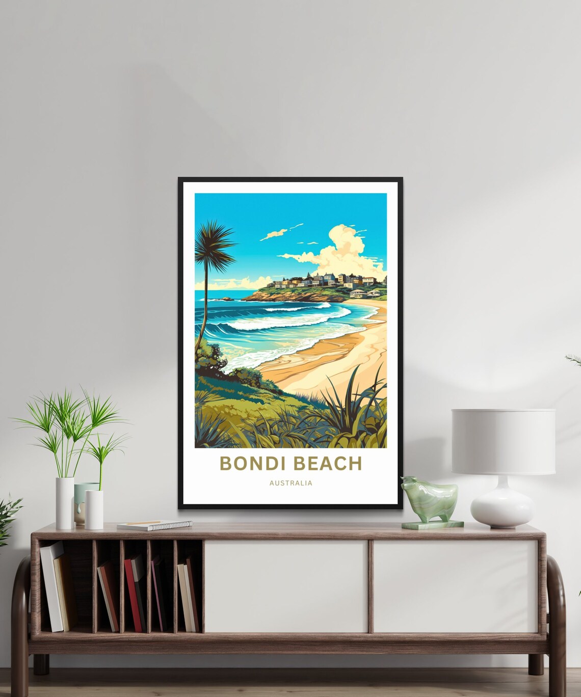 Bondi Beach Australia Surf Waves Headland Houses Travel Poster - Image 2
