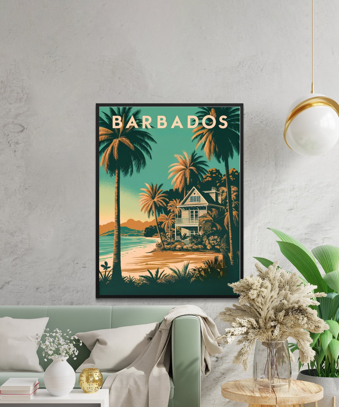 Barbados Vintage Travel Poster Barbados Print Caribbean Wall Art Framed Gift Caribbean Present - Image 3