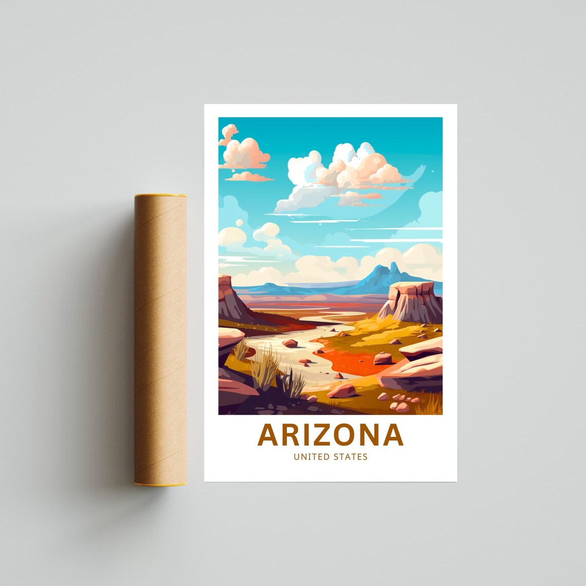 Arizona Red Rock Desert Butte Illustrated Vintage Travel Poster - Image 4