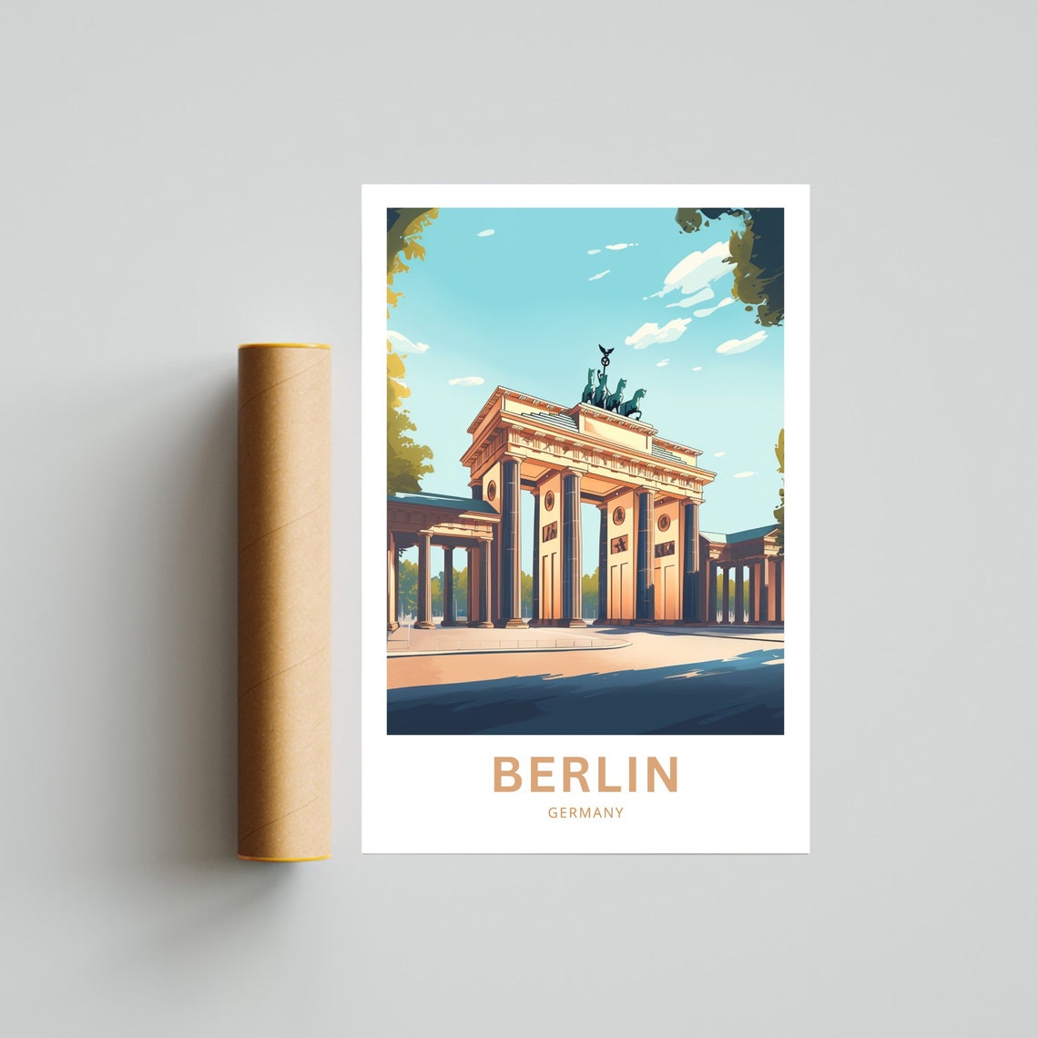 Berlin Germany Brandenburg Gate Sunny Plaza Travel Art Poster - Image 4