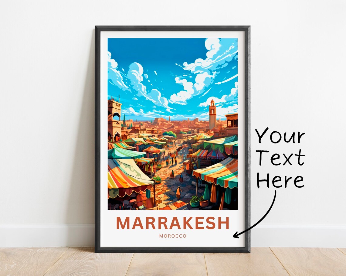 Personalized Marrakesh Travel Poster, Morocco