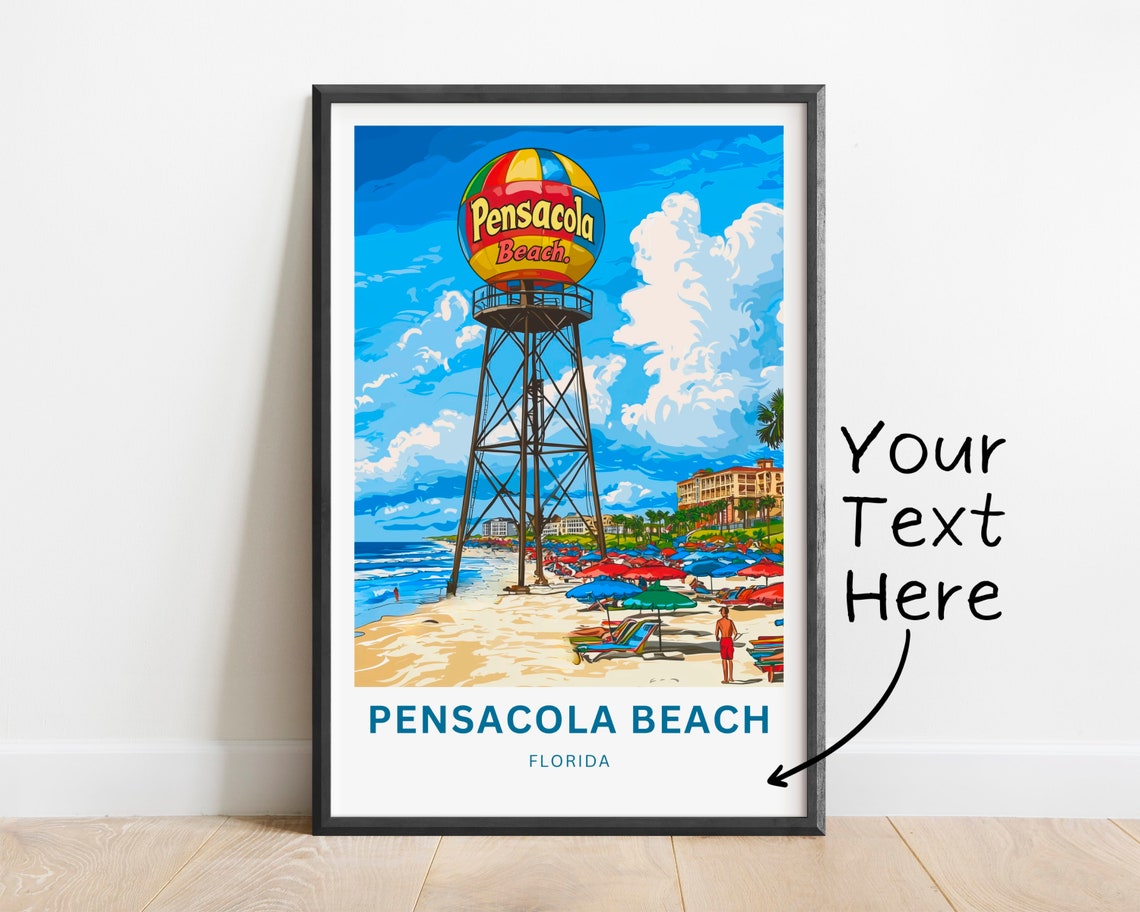 Pensacola Beach Florida Water Tower Beach Ball Landmark Poster - Image 2