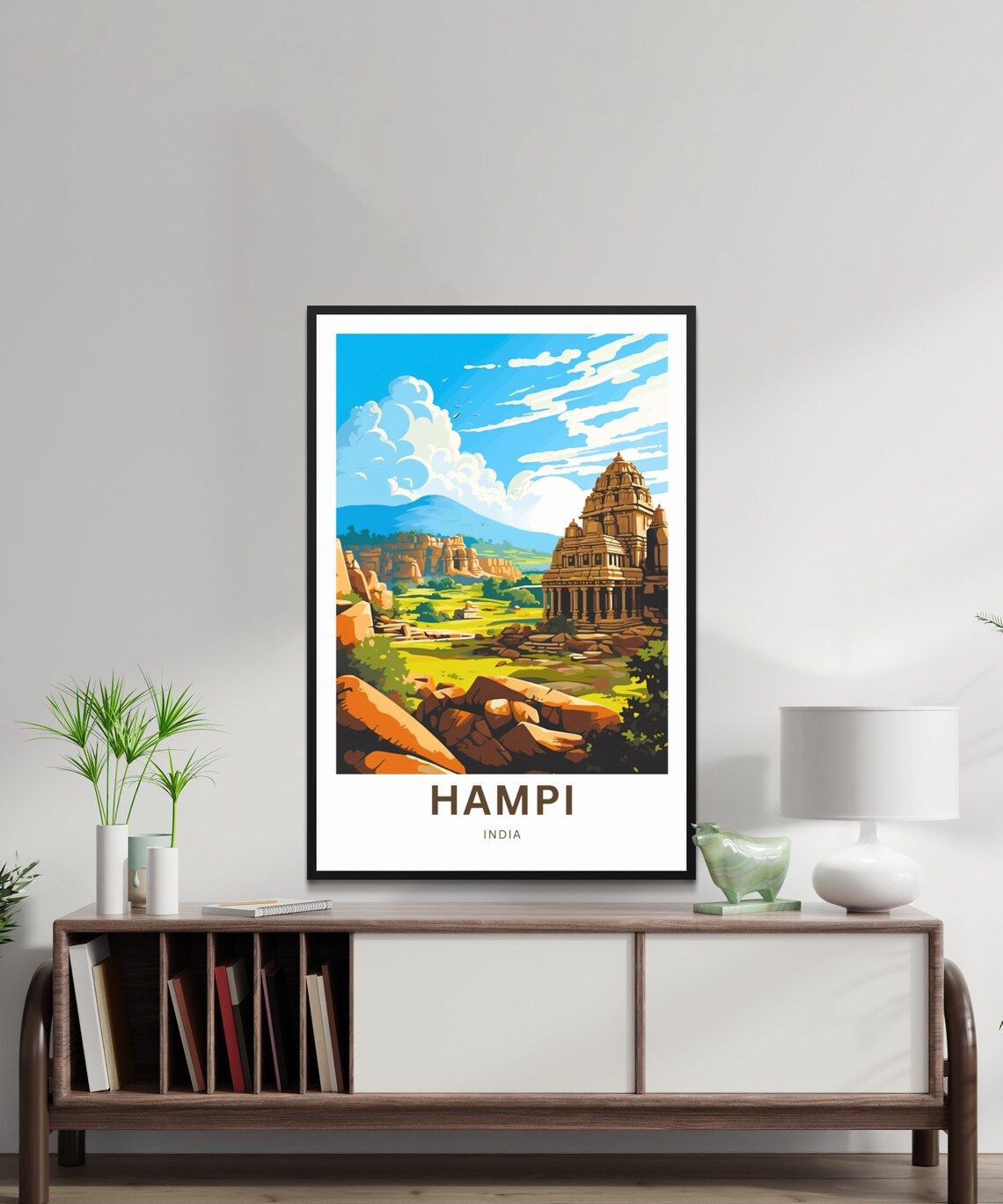 Hampi India Ancient Temple Green Valley Ruins Vintage Travel Poster - Image 2