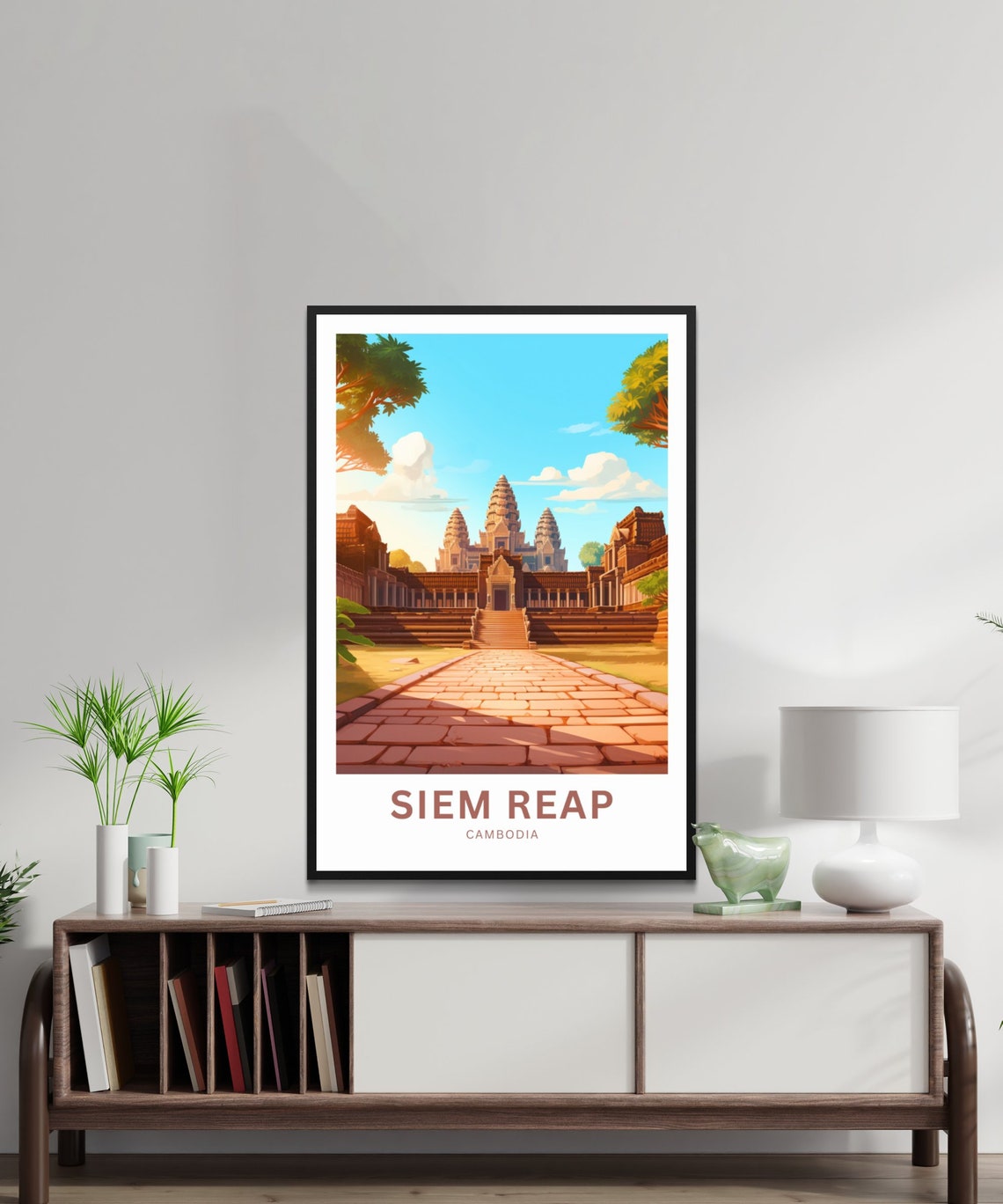 Siem Reap Cambodia Angkor Wat Causeway Stone Path Temple Travel Poster - Image 2