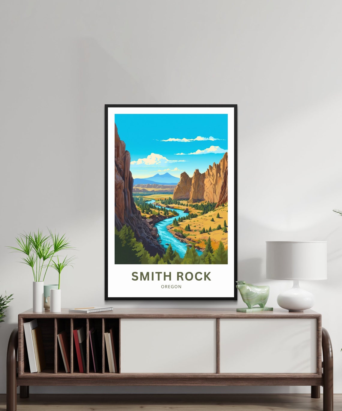 Smith Rock Oregon Red Canyon River Cliffs Outdoor Travel Poster - Image 2