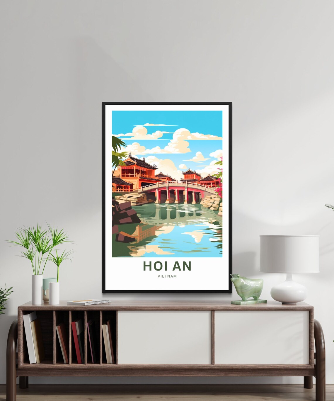 Hoi An Vietnam Japanese Covered Bridge Riverside Travel Poster - Image 2