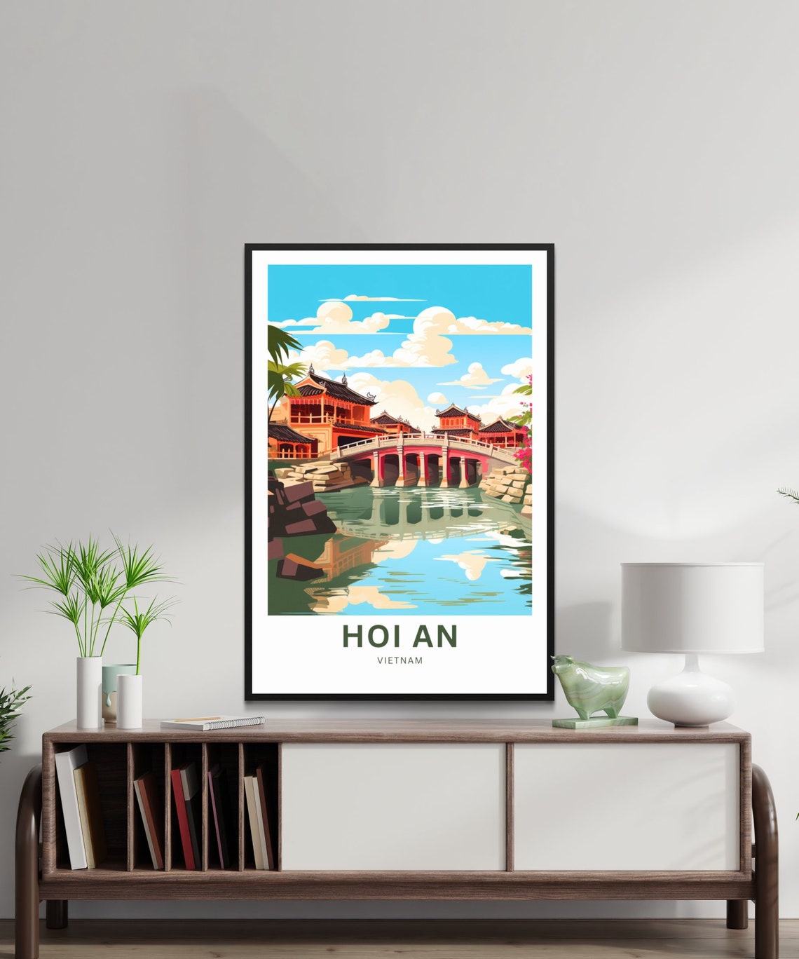 Personalized Hoi An Vietnam Japanese Bridge Riverside Poster - Image 2