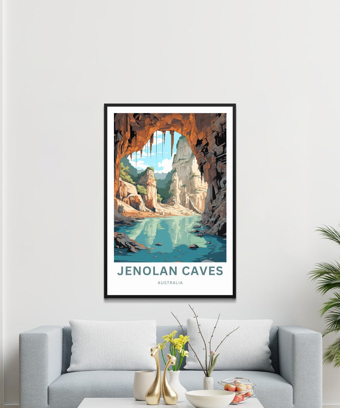 Jenolan Caves Australia Cave Lake Limestone Retro Travel Poster - Image 3