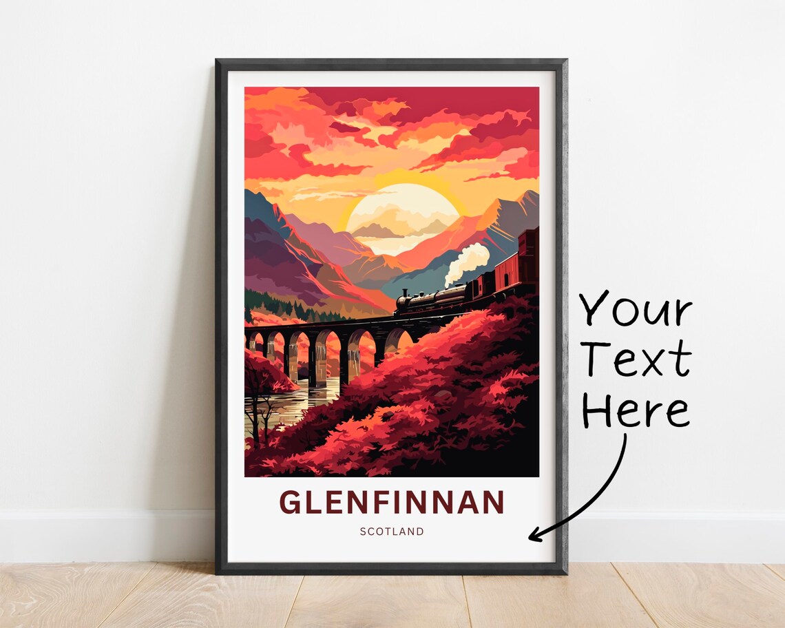 Glenfinnan Viaduct Scotland Sunset Mountain Landscape Poster
