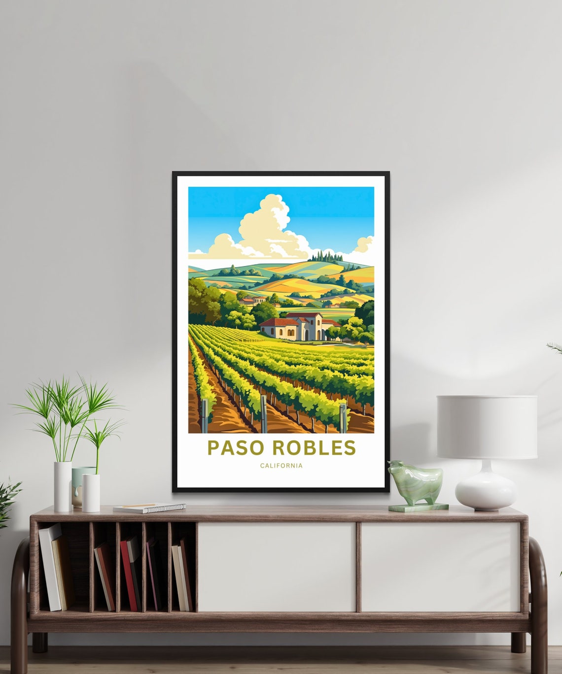 Paso Robles California Winery Rows Customizable Vineyard Travel Poster - Image 2