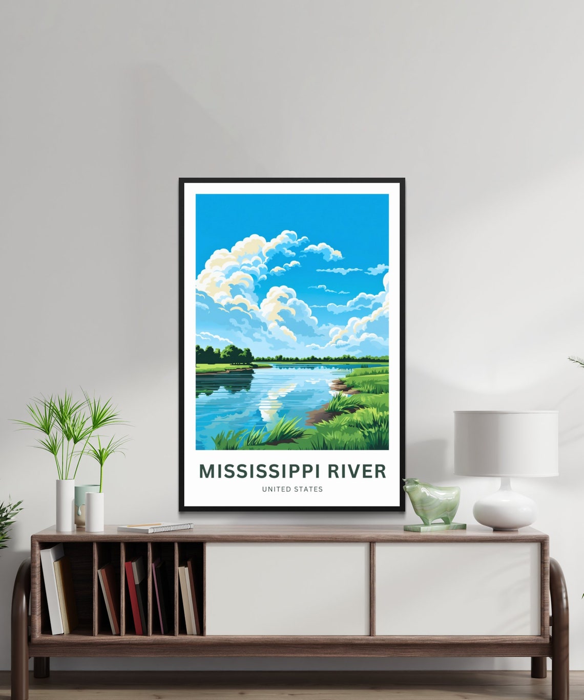 Mississippi River USA Personalized Calm River Clouds Travel Poster - Image 2
