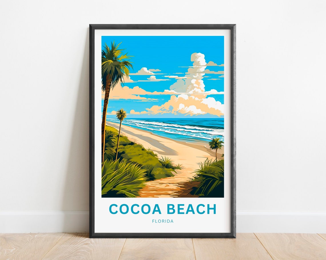 Cocoa Beach Florida Dune Trail Ocean View Beach Travel Poster