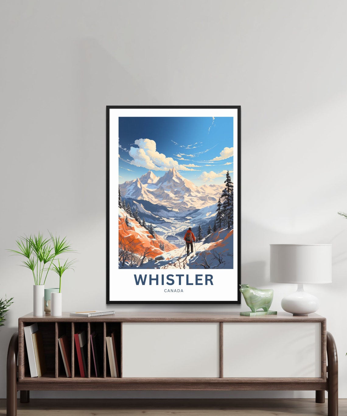 Personalized Whistler Canada Hiker Snowy Mountain Peaks Travel Poster - Image 2