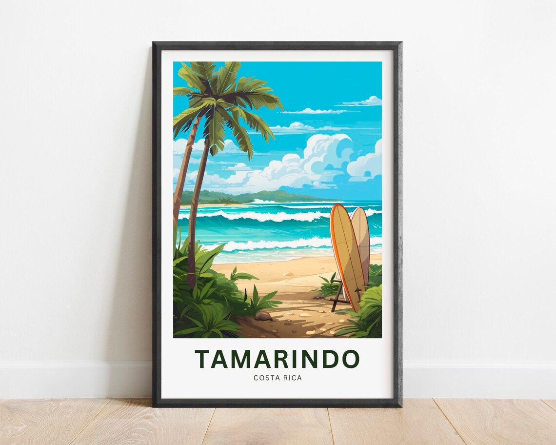 Tamarindo Costa Rica Surfboards Palm Beach Surf Travel Art Poster