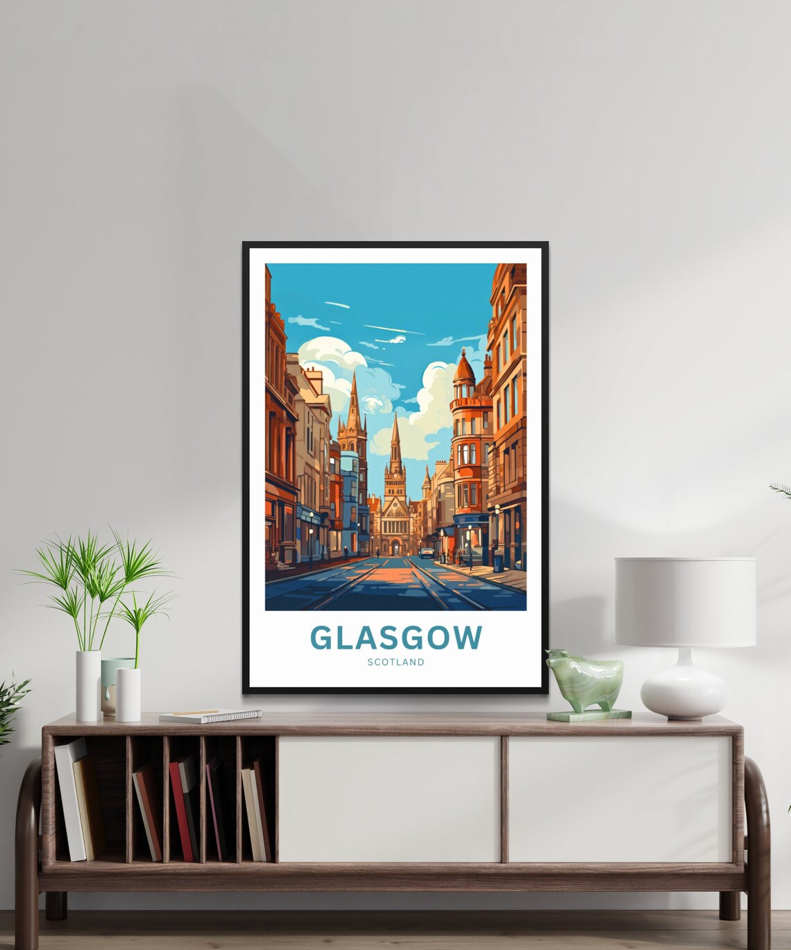Glasgow Scotland Street of Spires View Personalized Travel Poster - Image 3