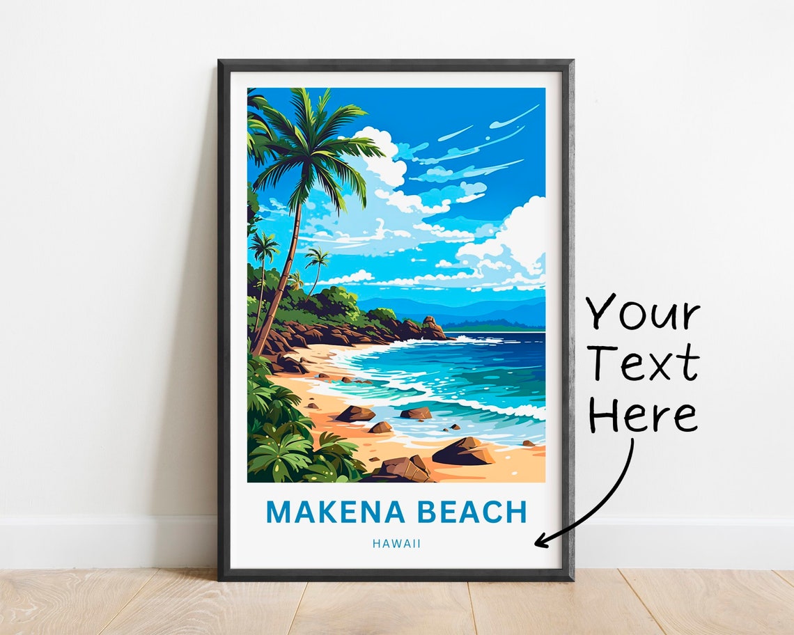Personalized Makena Beach Hawaii Sandy Shore And Surf Scene Poster