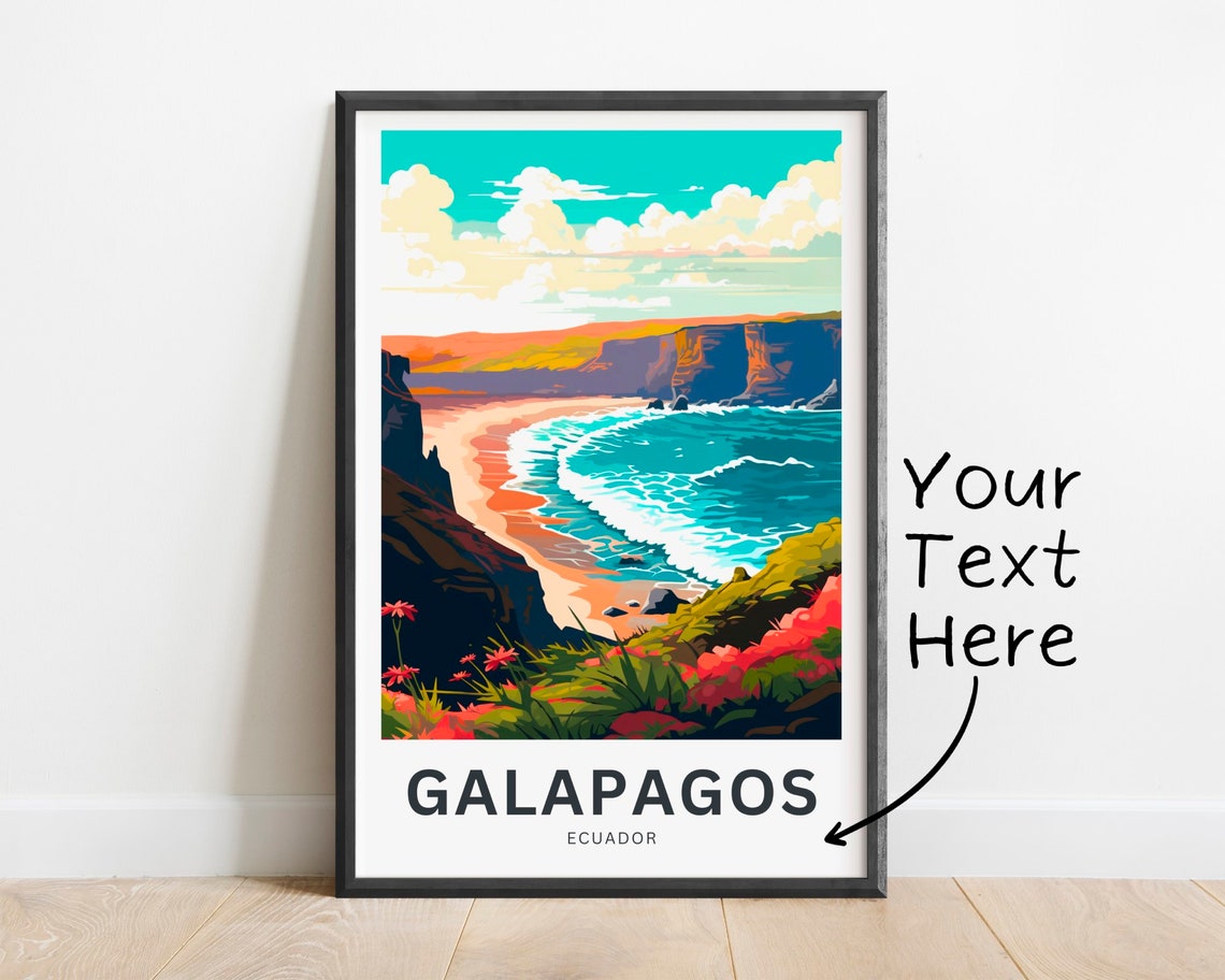 Personalized Galapagos Island Travel Print Galapagos Island Poster Ecuador Wall Art Framed Present Gift Ecuador Present