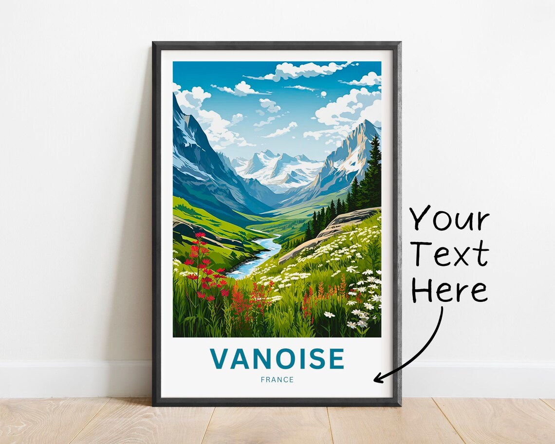 Vanoise French Alps Stream Valley Personalized Travel Poster