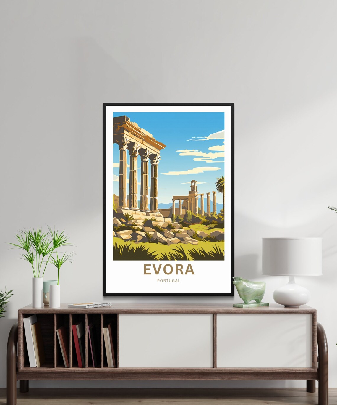Evora Portugal Roman Temple Ruins Golden Personalized Poster - Image 2
