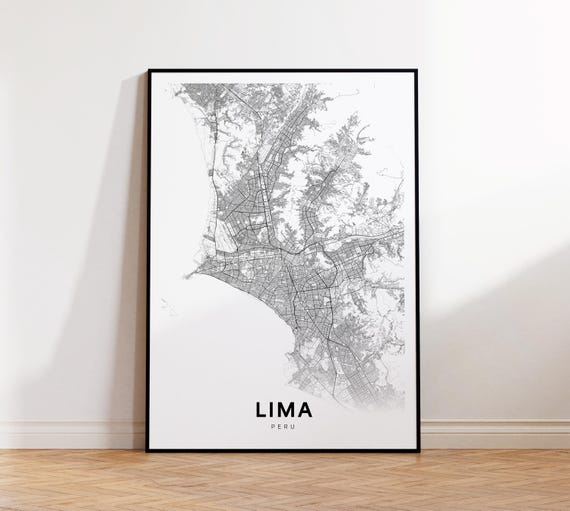 Lima City Map Print Street Poster Peru Art Road Home Office Decor Wall