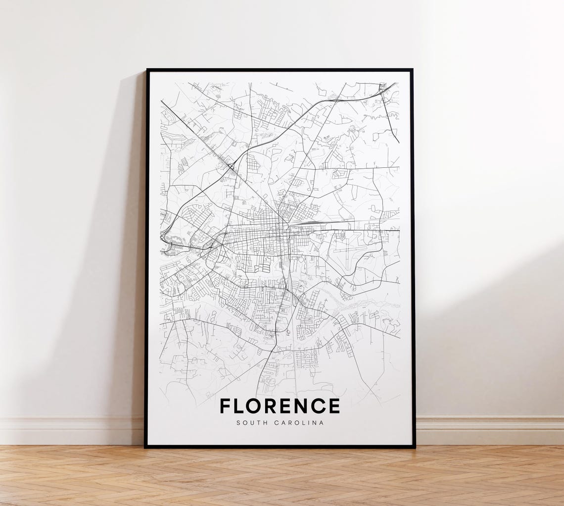 Florence South Carolina Minimalist City Street Map Line Poster