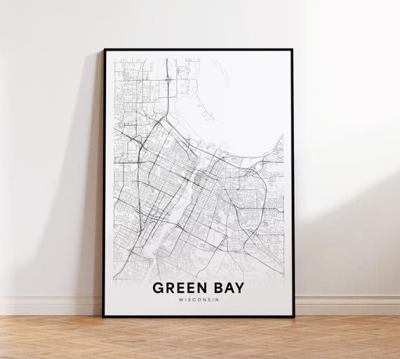 Green Bay City Map Print Street Poster Wisconsin Art Road Wall Bedroom Decor