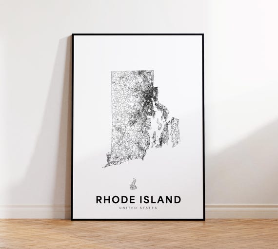 Rhode Island Map Print State Minimalist Ri Usa Art Gift Wall