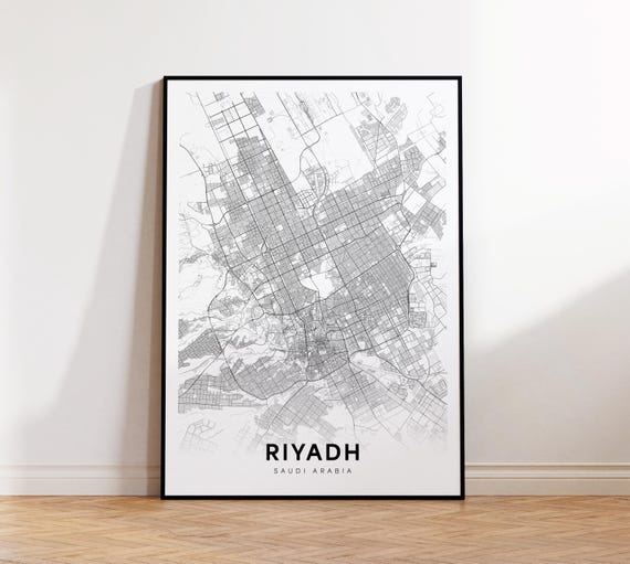 Riyadh City Map Print Poster Saudi Arabia Art Street Road Home Office Decor Wall
