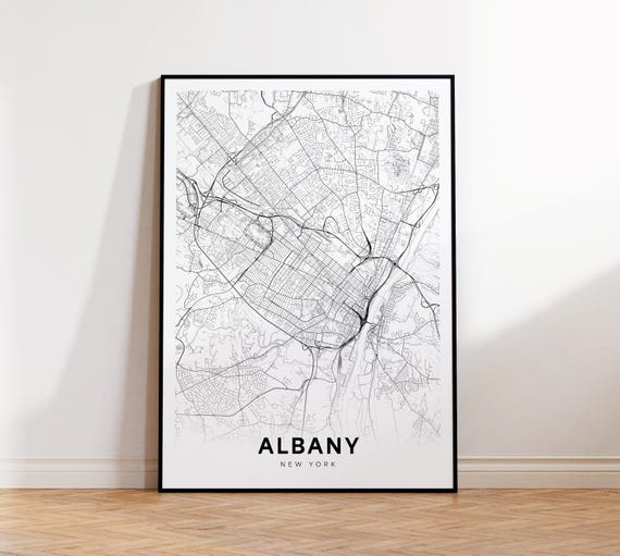 Albany City Map Print Street Poster New York Art Road Wall Office Decor